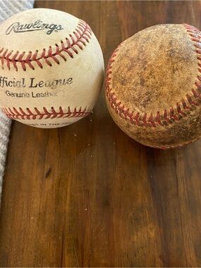 Lot of 2 Vintage Rawlings Baseballs with Red Stitching